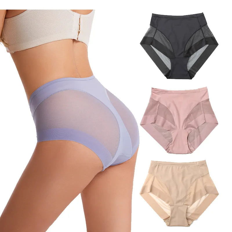 Seamless High Waist Panties for Women - Tummy Control Briefs, Butt Lifter Shapewear in Ice Silk, Invisible Underwear for Smooth Lines