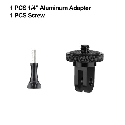 Aluminum Alloy 1/4" Conversion Mount Adapter – Compatible with GoPro Hero 9–13, Insta360, SJCAM, AKASO & DJI Osmo Action Cameras