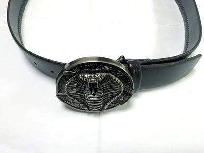 Vintage Adjustable Belt – Metal Buckle Fashion Waistband for Men, Punk Western Cowboy Style with Embossed Design