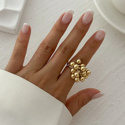Salircon CCB Small Ball Open Ring – Punk Hip Hop Metal Finger Ring for Women & Men 2024 Jewelry Gift
