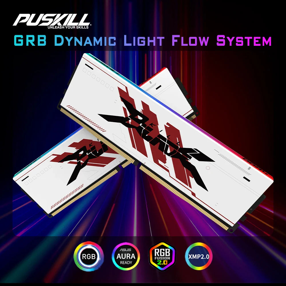 PUSKILL RGB DDR4 Gaming RAM – 8GB/16GB 3200MHz-3600MHz DIMM Desktop Memory