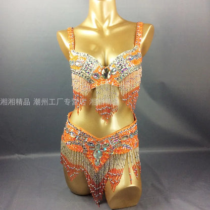 Sexy Girl Belly Dance Costume Set – Bra & Belt Set in 10 Colors for Ladies Bellydancing