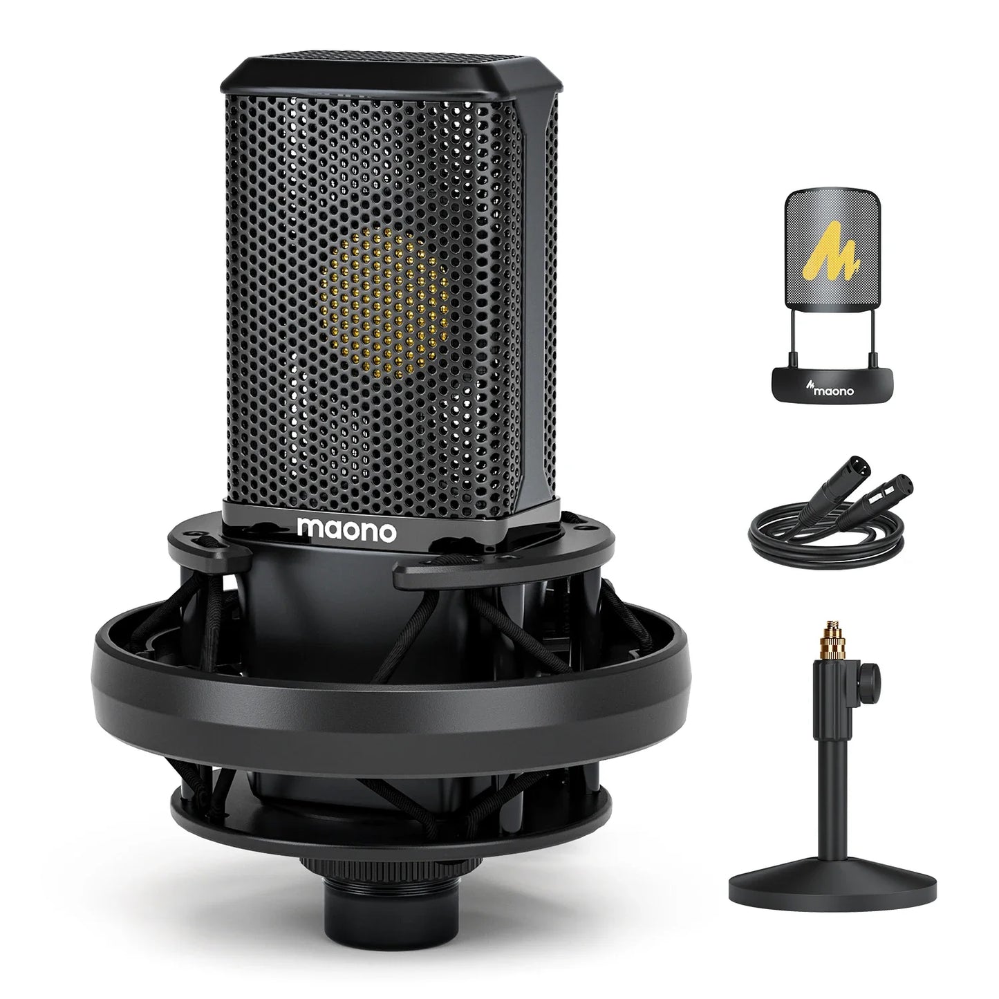 Maono PM500T XLR Condenser Microphone – 34mm Large Diaphragm Cardioid Studio Mic for Recording, Podcasting & Streaming