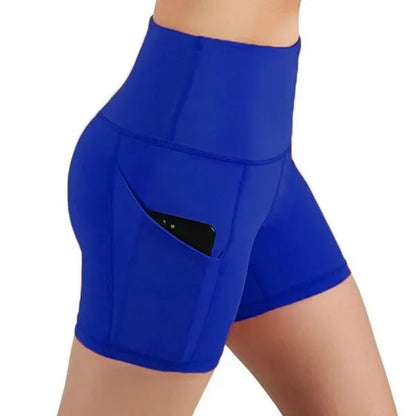 Pure Color High Waist Women's Sports Shorts: Polyester Yoga Pants - Slim Fit One-Piece Trousers for Summer
