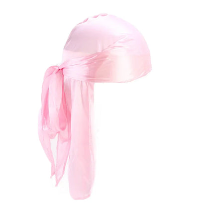 Unisex Silky Long Tail Durag Pirate Hat – Fashion Headwrap, Turban, Bandana, Cap for Women & Men, Hijab Hair Accessories