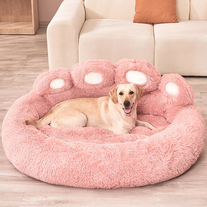 Fluffy Winter Dog Bed for Small & Large Dogs and Cats – Warm Plush Pet Sofa Bed with Cozy Blanket Basket