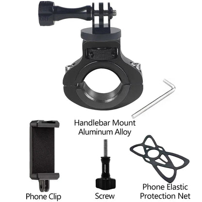 Aluminum Alloy Bike & Motorcycle Handlebar Mount – Action Camera Holder for GoPro 13/12/11/10/9/8, Insta360, DJI Osmo & SJCAM