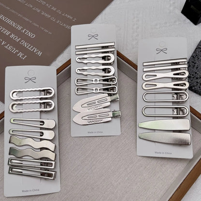 Silver Metal Hair Clips for Women & Girls | Y2K Duckbill Hairpin, Bangs Side Barrettes