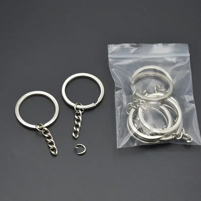 50/100pcs Stainless Steel Keyring Set – Split Rings, Lobster Clasps & Chains for DIY Keychains & Keyfobs
