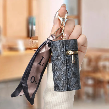 Plaid Mini Coin Purse - Compact Keychain Pendant Bag for Coins, Earbuds & Small Essentials