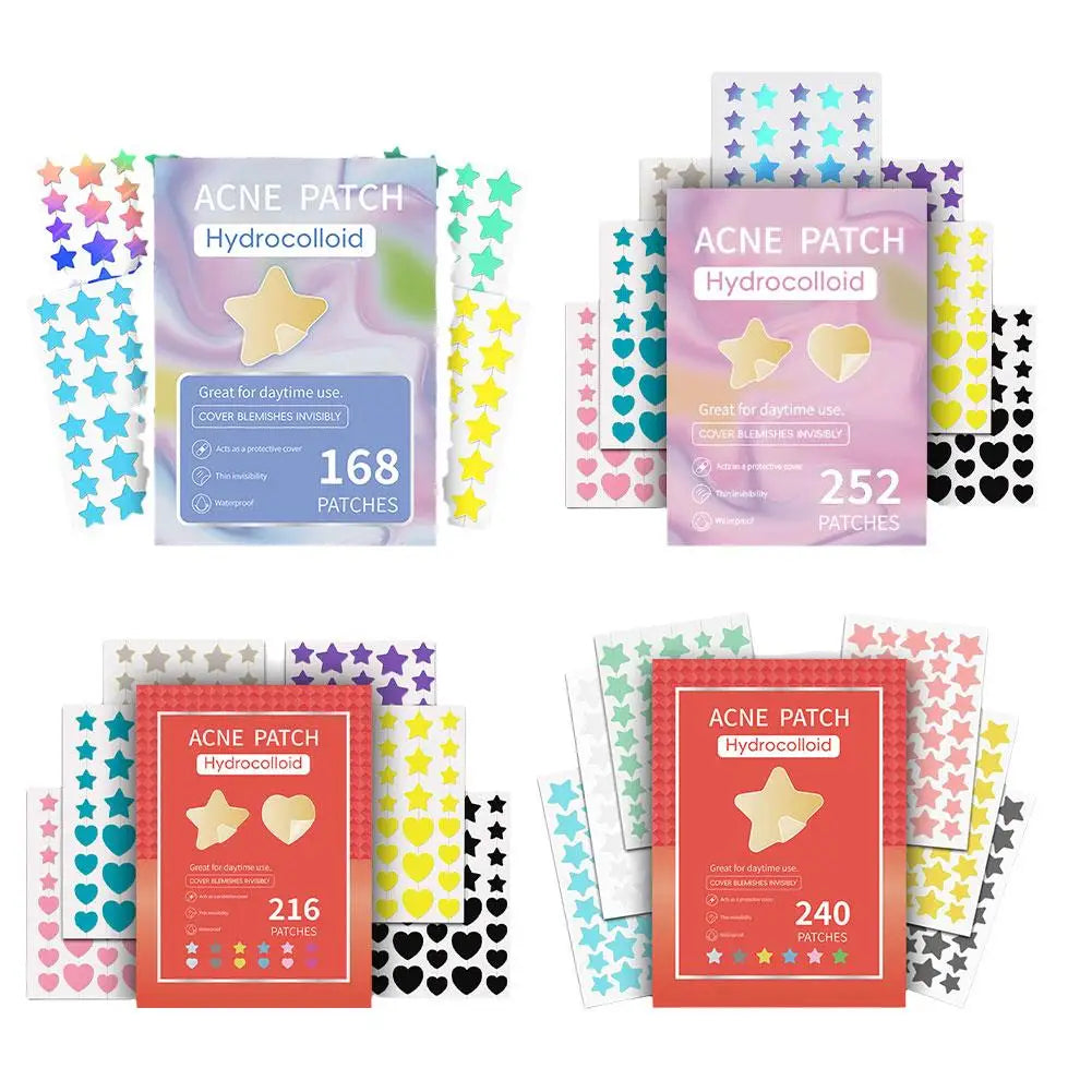 Colorful Star Pimple Patches – Invisible Acne Spot Stickers for Skin Care, Concealer & Makeup Tools