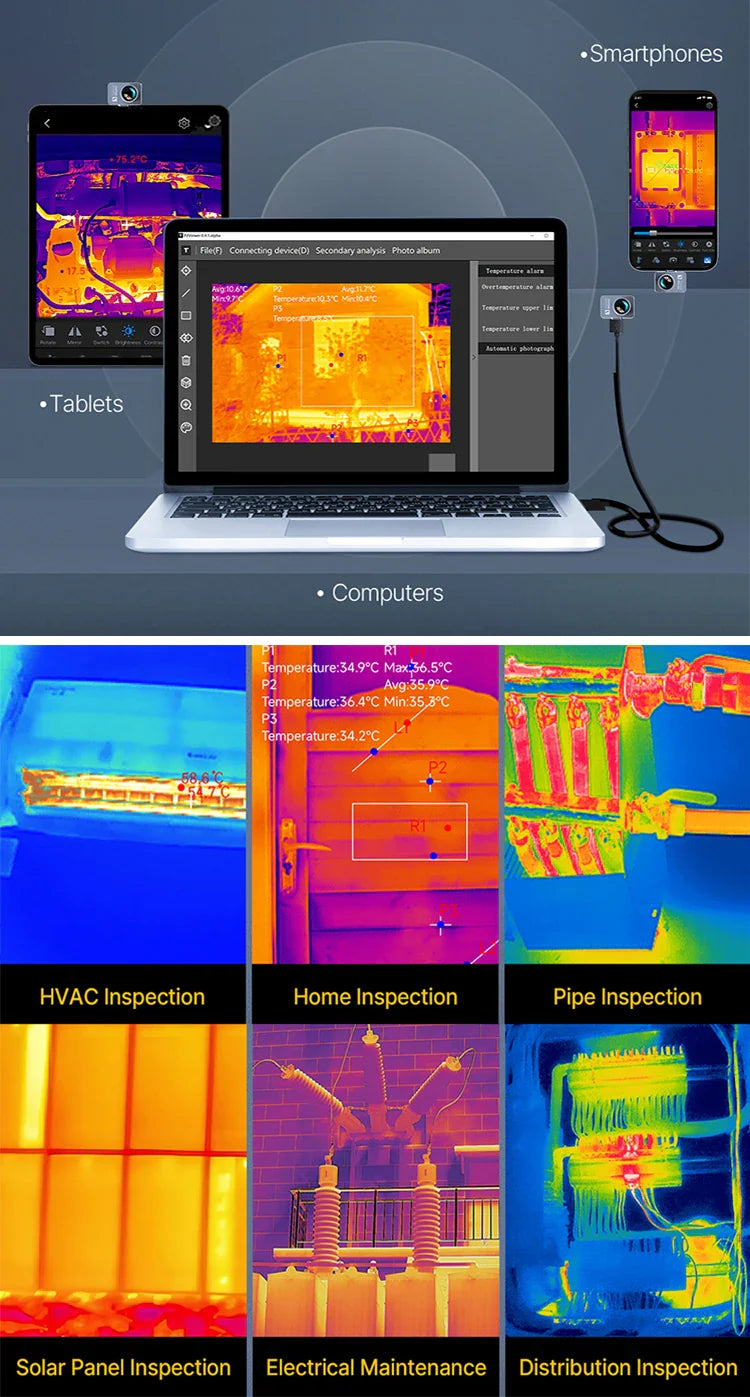 P2Pro Thermal Imager with 15X Magnetic Macro Lens – Infrared Camera for Phone, PCB & HVAC Inspection Tool
