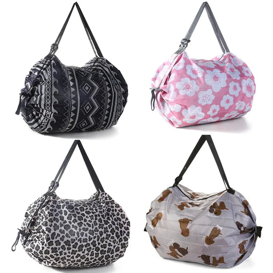 Foldable Shopping Bag for Women - Ultra Lightweight Nylon Crossbody Tote with Large Capacity for Travel and Beach Storage