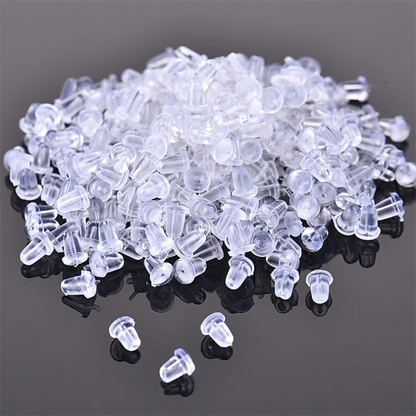 100pcs Clear Silicone Earring Backs – Soft Rubber Safety Bullet Stopper Jewelry DIY Accessories Ear Plugs Replacement