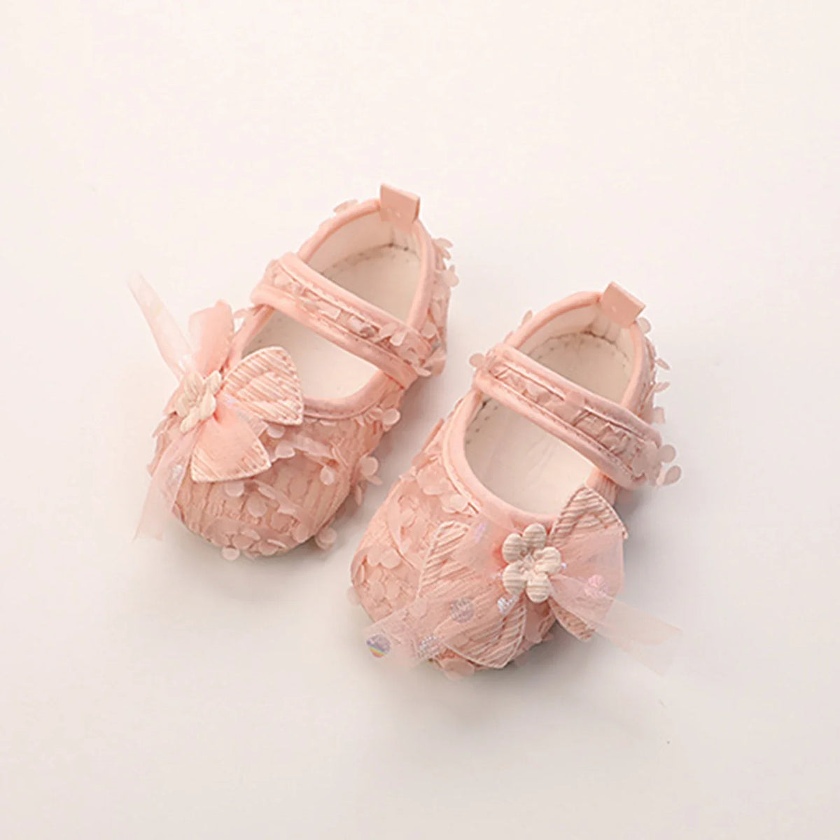 Baby Girl Princess Bow Flats - Soft Sole Petal Walker Shoes for Newborns & First Walkers