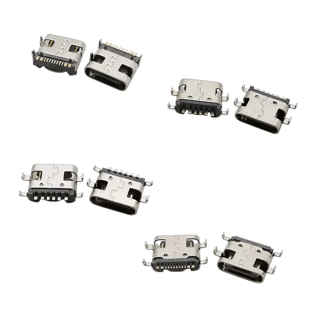 100Pcs Type-C USB Female Charging Socket Connector – 6Pin & 16Pin PCB Soldering DIY Repair Adapter