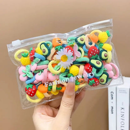 10/20PCS Cute Cartoon Hair Bands – Soft Elastic Scrunchies for Girls & Kids, Gentle on Hair
