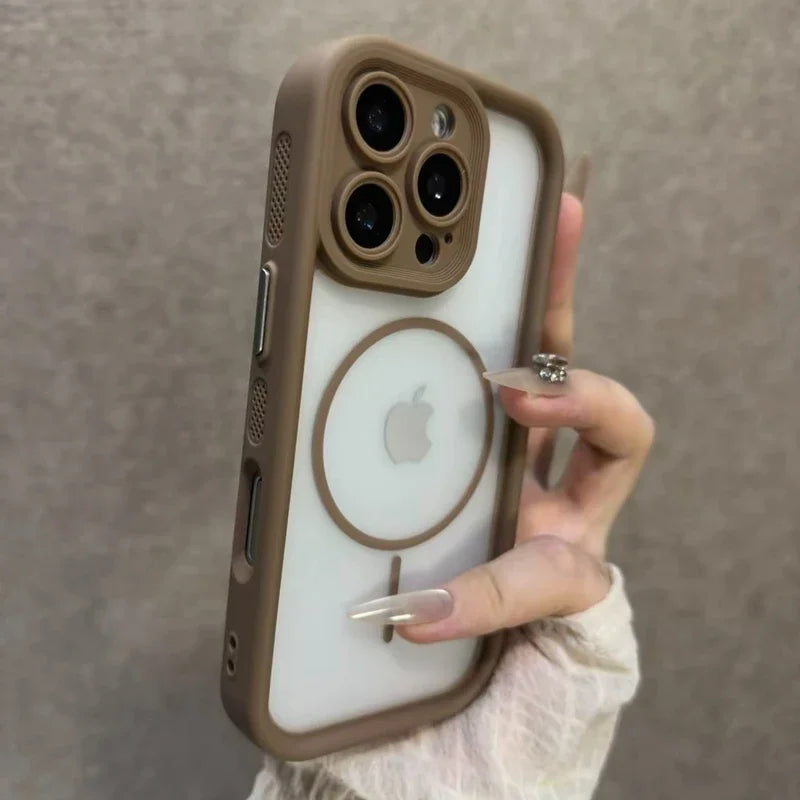 Luxury Matte MagSafe Transparent Case — Shockproof Magnetic Bumper Cover for iPhone 11–17 Pro/Max/Plus/Air