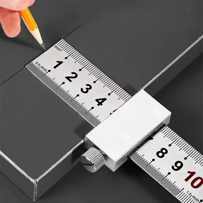 Metal Carpenter Square Ruler — Woodworking Measuring & Marking Gauge with Positioning Block