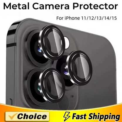 3PCS Metal Camera Lens Protectors – Glass Back Lens Protection Film for iPhone 15/15 Plus, 14/14 Pro Max, 13/13 Mini, 12/11