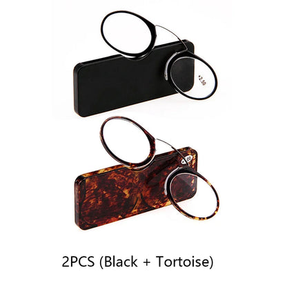 NONOR Magnifying Nose Clip Reading Glasses - Ultralight TR90 No Arm Portable Eyewear with Case +1.0 to +3.0 Lens
