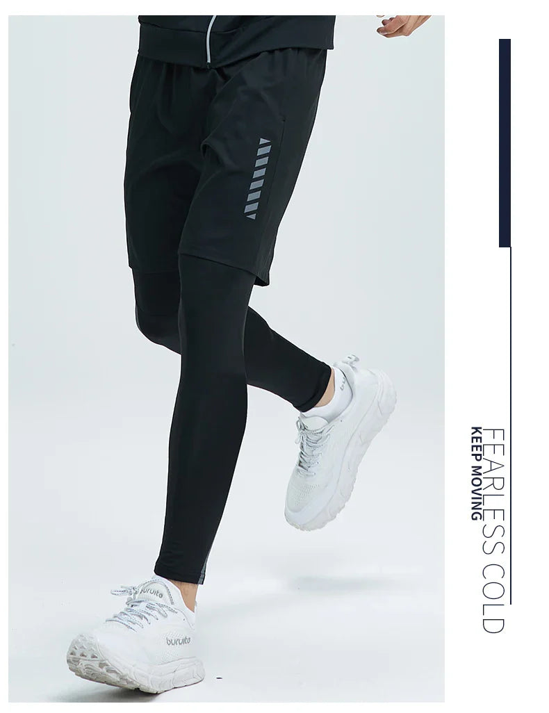 Men’s 2-Piece Sports Set — Tight Cycling & Fitness Shorts, Quick-Dry, High-Elasticity Running & Training Compression Pants