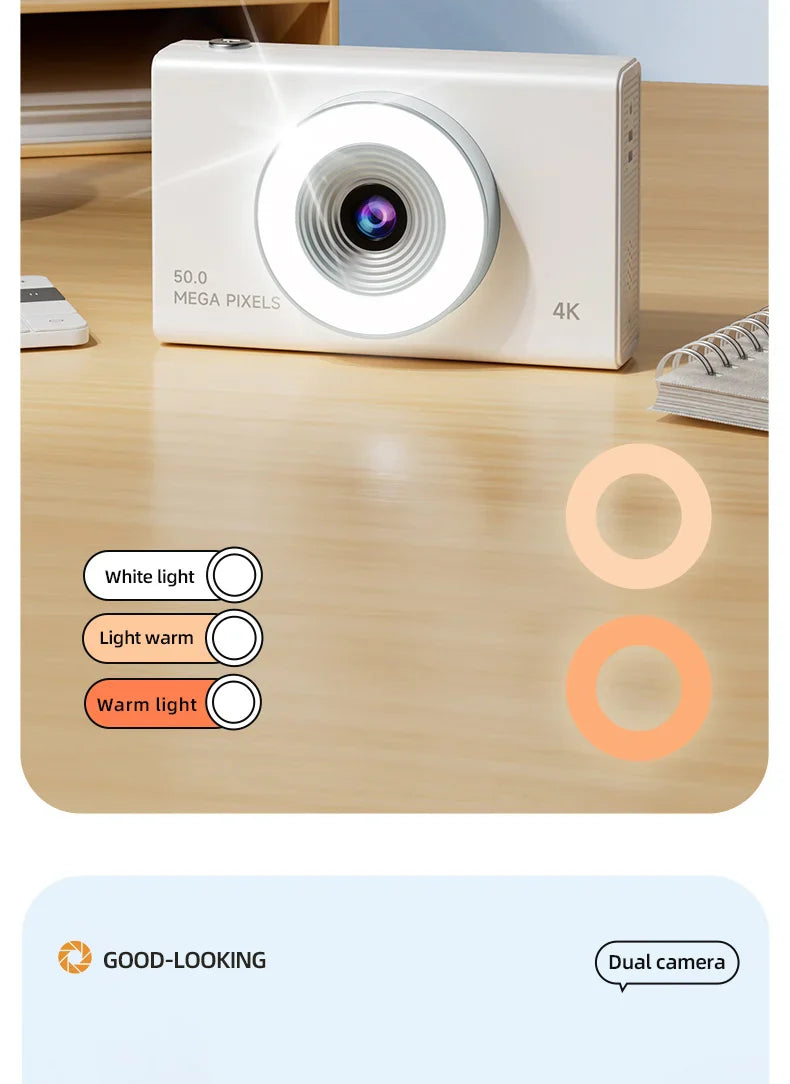 Xiaomi 4K Digital Camera – 50MP Autofocus Portable Retro Camera, CCD Travel & Student Camera