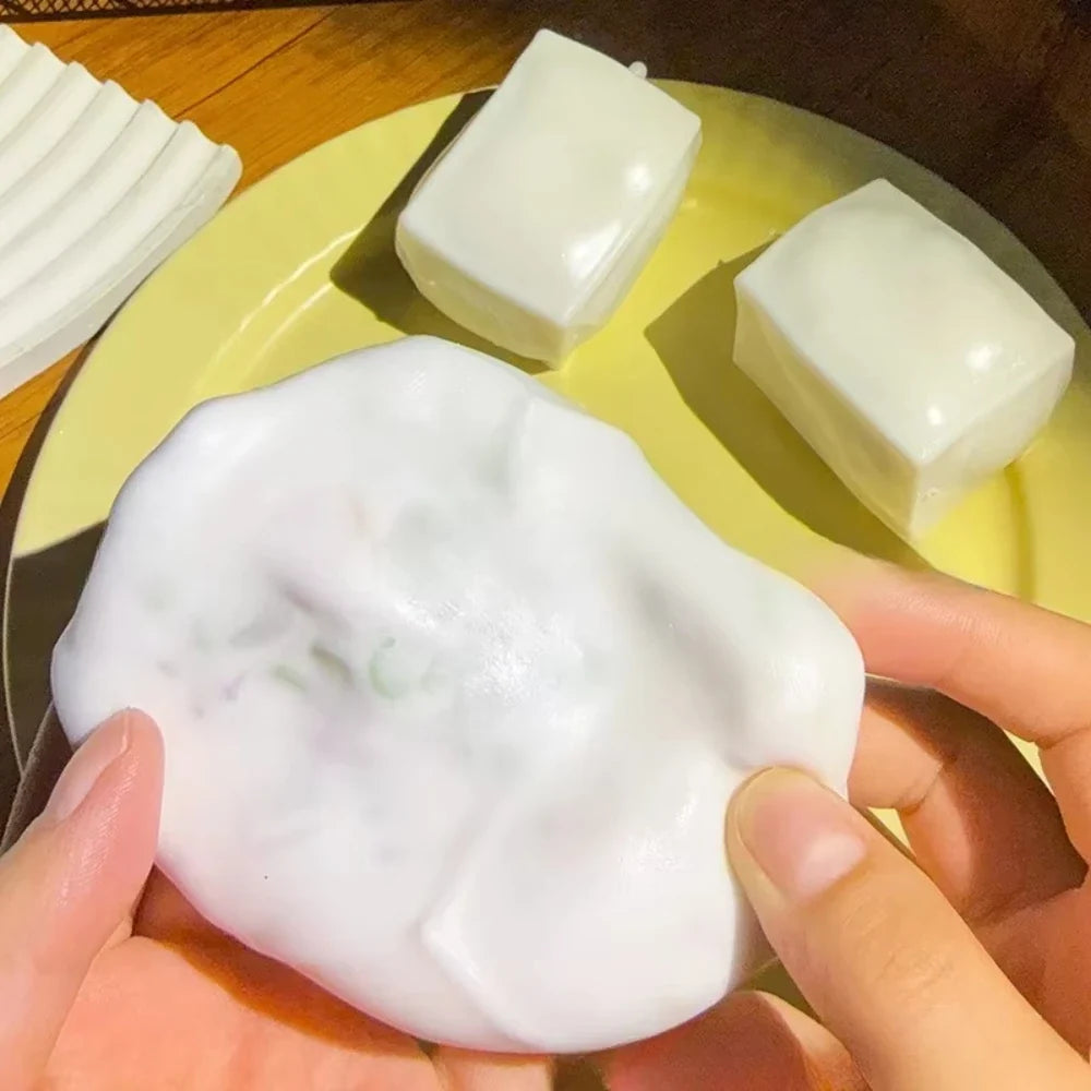 Tofu-Shaped ASMR Stress Relief Toy - Squishy Sensory Fidget Toy with Satisfying Sounds