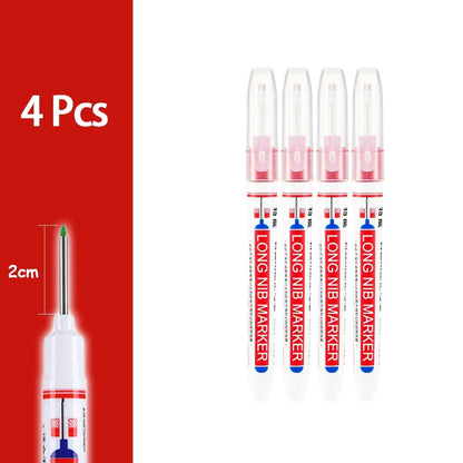 2cm Waterproof Deep Hole Marker Pen - Long Head Carpenter Markers for Metal Woodworking Tools 4-80pcs