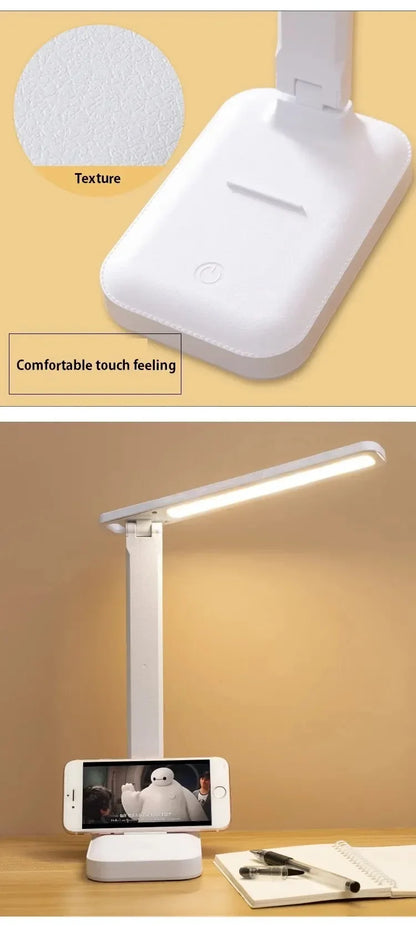 Folding LED Desk Lamp – Touch Dimmable Eye Protection Night Light for Bedroom, Bedside & Study with USB Plug-in
