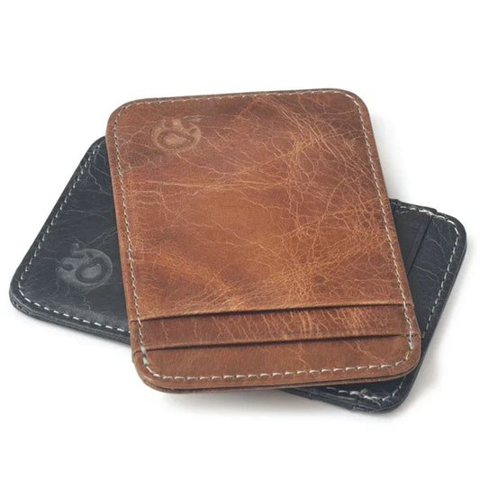 Style & Function: 100% Genuine Leather Thin Card Wallet - Men's Bus Card Holder, Credit Card Case, Cash Change Pack, Business ID Pocket