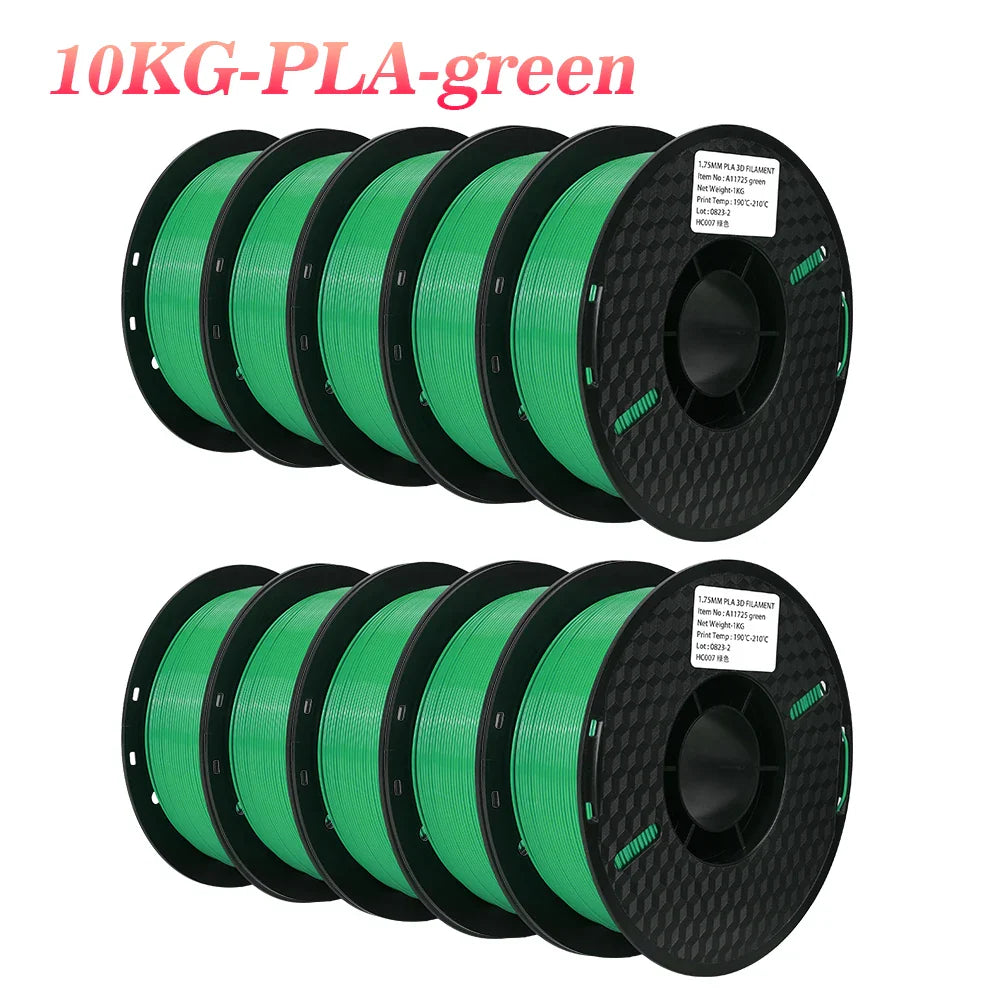 KINGROON 3D Printer Filament 22LBS — 10 Rolls 1KG 1.75mm PETG & PLA, Eco-Friendly Mixed Colors, High Toughness