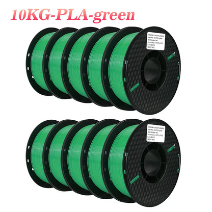 KINGROON 3D Printer Filament 22LBS — 10 Rolls 1KG 1.75mm PETG & PLA, Eco-Friendly Mixed Colors, High Toughness