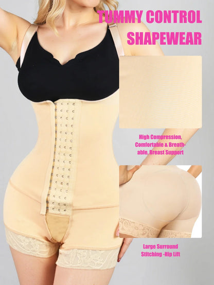 Women’s Compression Body Shaper – Colombian Fajas Butt Lifter Slimming Corset for Post-Surgery Support