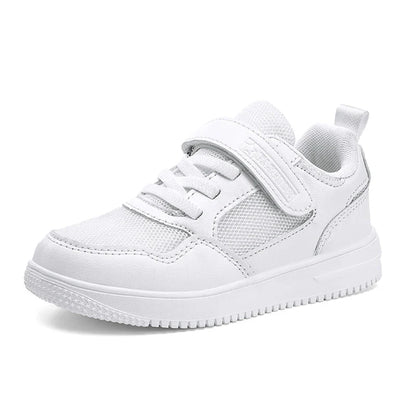 Children’s Black Leather Sneakers – Non-Slip Casual Flat Walking Shoes for Boys & Girls, Lightweight Student Sports Footwear