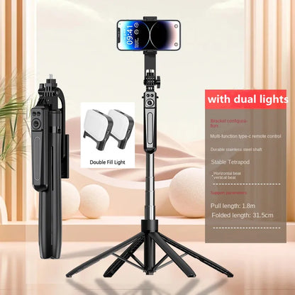 FANGTUOSI 180cm Wireless Selfie Stick Tripod – Phone Holder Stand with Bluetooth Shutter for Smartphones & Cameras