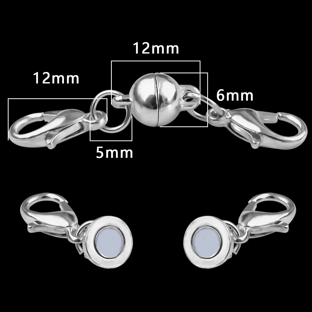 Magnetic Jewelry Clasp - Strong Metal End Connectors with Lobster Clasp for DIY Bracelets & Necklaces