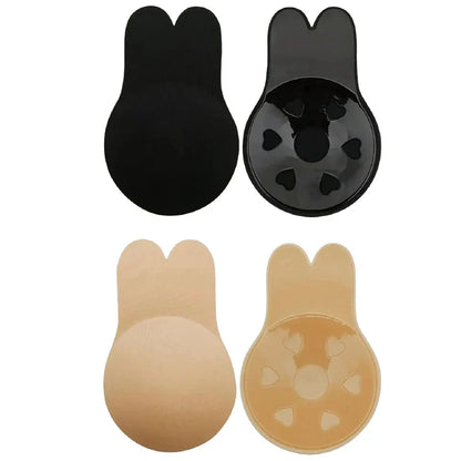 Women's Push-Up Silicone Invisible Bra – Strapless Self-Adhesive Lift Tape with Reusable Rabbit Nipple Covers
