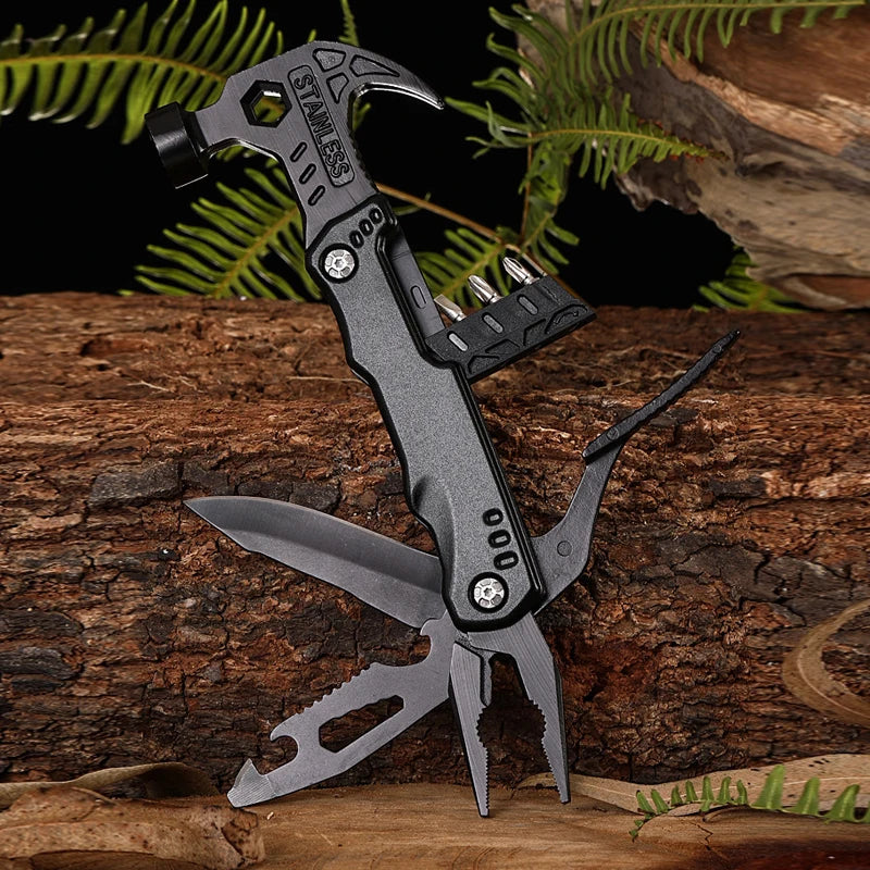 Multifunctional Pliers Multitool - Stainless Steel Claw Hammer with Nylon Sheath for Outdoor Survival, Camping, Hunting, and Hiking