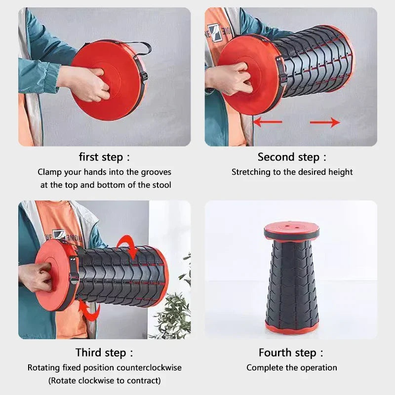Portable Round Folding Chair: Accordion Style with Height Adjustment - Simple Tool for Playground, Elephant Swing, Queue Chair