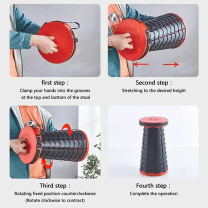 Portable Round Folding Chair: Accordion Style with Height Adjustment - Simple Tool for Playground, Elephant Swing, Queue Chair