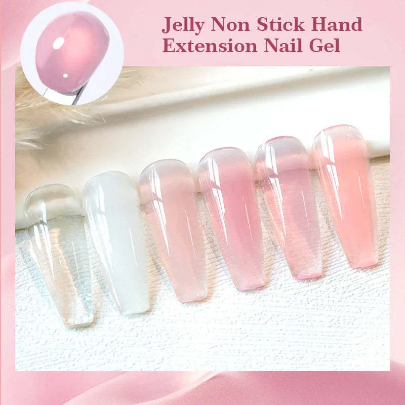 BORN PRETTY 15ml Clear Non-Stick Hand Extension Gel - 3D Shaping Nail Art, Milky Jelly Hard Gel for Fake Nails