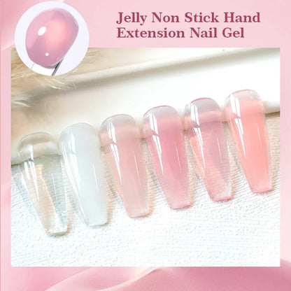 BORN PRETTY 15ml Clear Non-Stick Hand Extension Gel - 3D Shaping Nail Art, Milky Jelly Hard Gel for Fake Nails