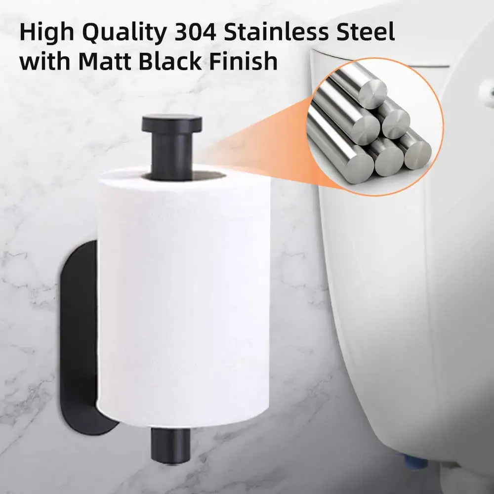 Stainless Steel Self-Adhesive Toilet Paper Holder: Wall-Mounted No Punching Tissue Dispenser for Bathroom & Kitchen - Convenient Roll Holder