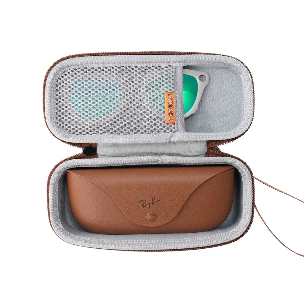 HIBLOKS Portable Glasses Bag — Anti-Fall Soft Case for Ray-Ban Meta Wayfarer RW4008/RW4006/RW4012 Skyler & Headliner (GEN1 & GEN2)