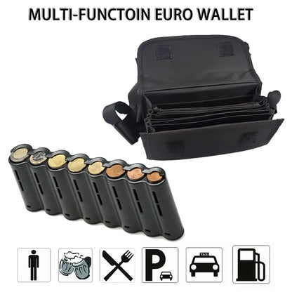 Creative Portable Coin Storage Wallet – Multi-Pocket Euro Coin Holder & Cash Fanny Pack with 8 Slots