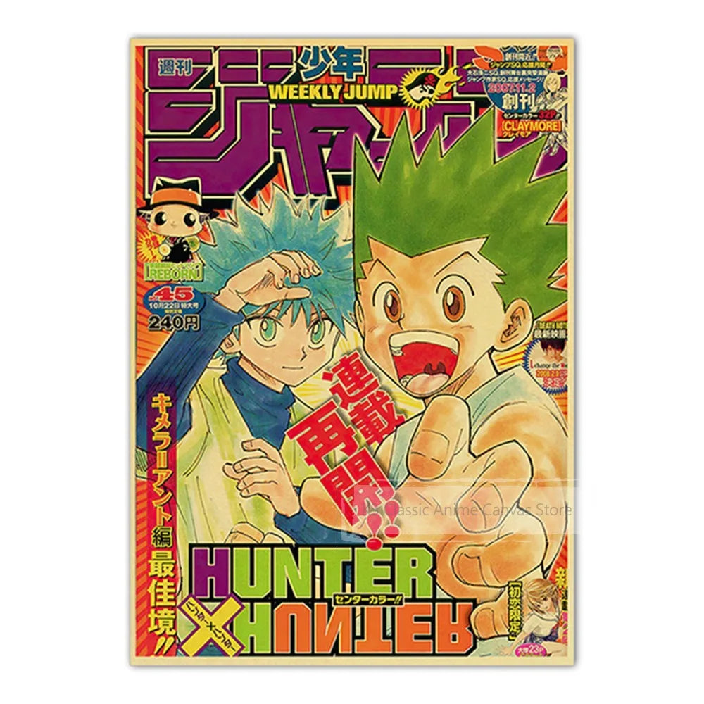Vintage Anime Kraft Paper Posters – JoJo’s Bizarre Adventure, Jujutsu Kaisen & Demon Slayer Wall Art for Home Room Decor