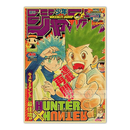 Vintage Anime Kraft Paper Posters – JoJo’s Bizarre Adventure, Jujutsu Kaisen & Demon Slayer Wall Art for Home Room Decor