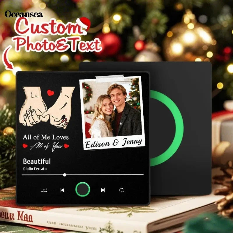 Personalized 7-Piece Photo Fridge Magnets - Custom Music Frame Refrigerator Decor & Christmas Gift