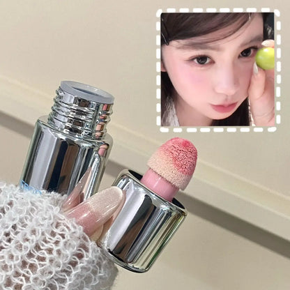 Matte Liquid Blush Cream - Low Saturation Water Light Cheek Makeup with Large Sponge Brush for Natural Rouge Look